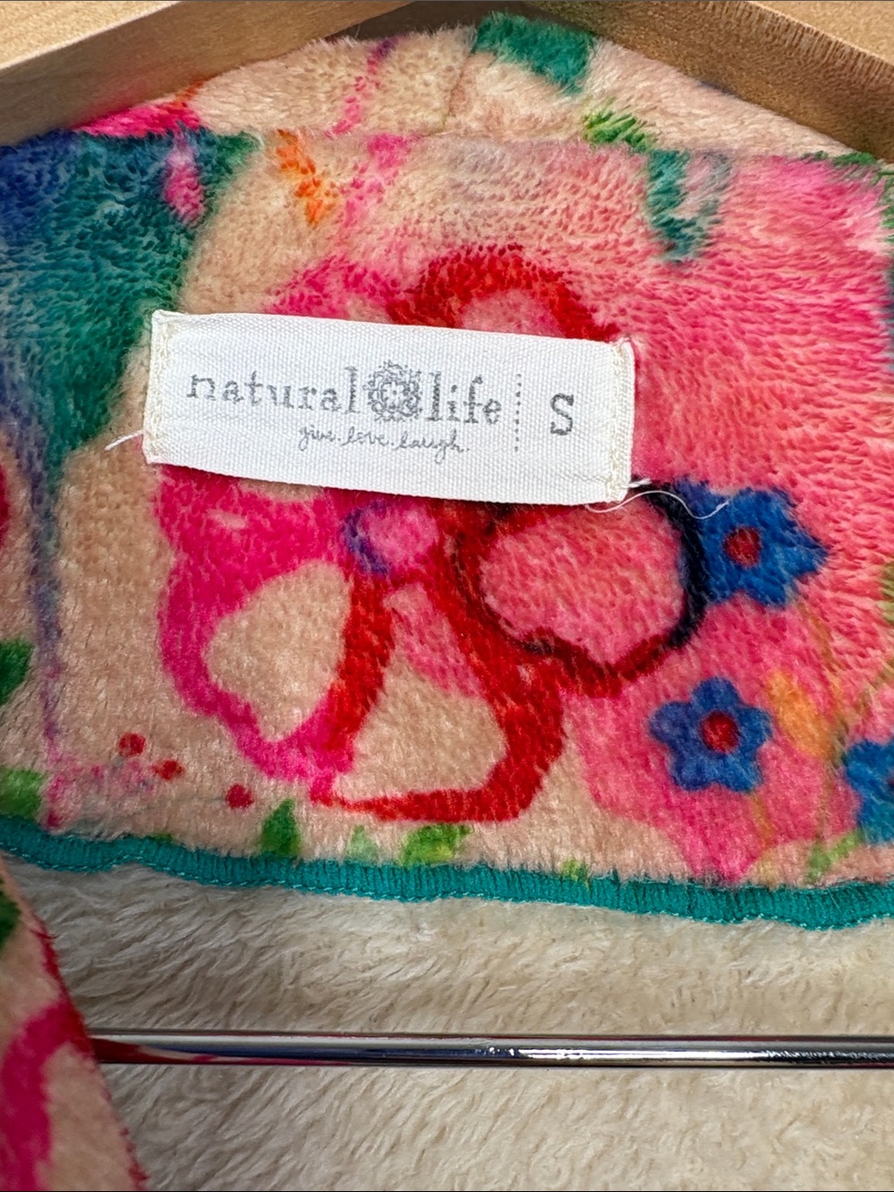 Natural Life Pink Heart Fleece Robe Women Size S - Picture 2 of 5